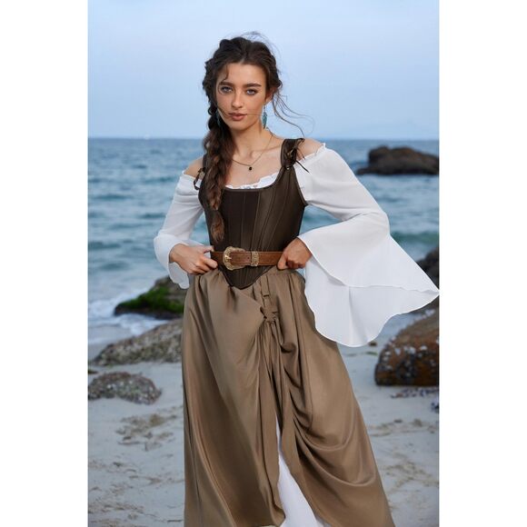 Brown Belt Women Renaissance Vintage Leather Waist Belts With Buckle Dark🐭 - Picture 3 of 8